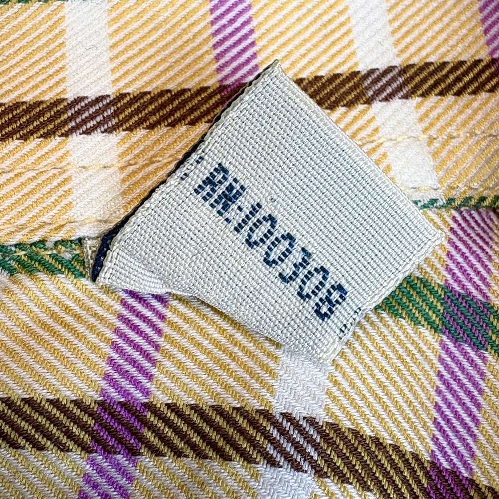 Peter Millar Tan Purple Plaid Shirt Size 2XL L/S Button Down Collar Casual Brown - Picture 10 of 12